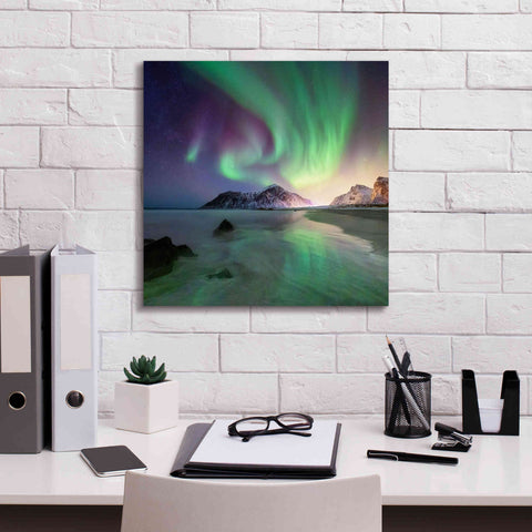 Image of 'Northern Lights In The Lofoten Islands Norway 5' by Epic Portfolio, Giclee Canvas Wall Art,18x18