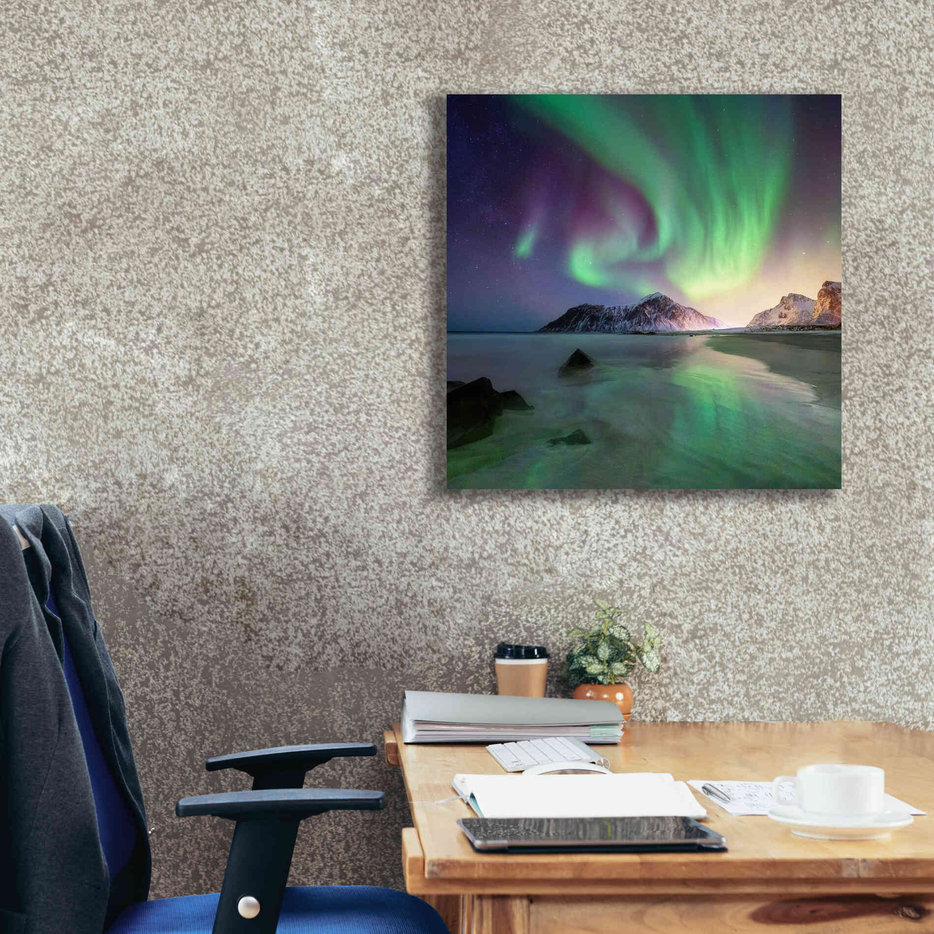 'Northern Lights In The Lofoten Islands Norway 5' by Epic Portfolio, Giclee Canvas Wall Art,26x26