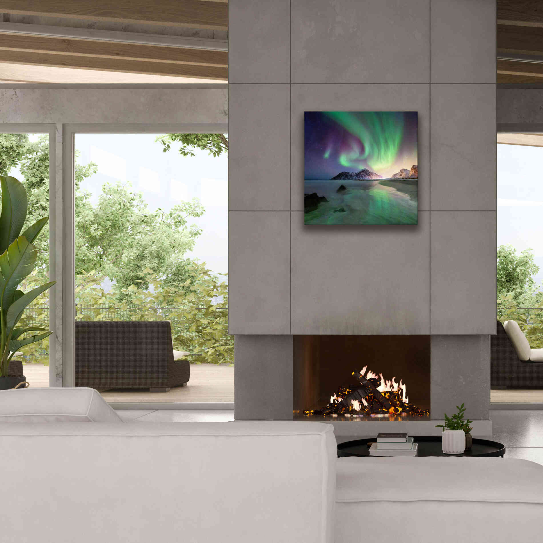 'Northern Lights In The Lofoten Islands Norway 5' by Epic Portfolio, Giclee Canvas Wall Art,26x26