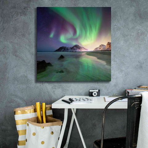 Image of 'Northern Lights In The Lofoten Islands Norway 5' by Epic Portfolio, Giclee Canvas Wall Art,26x26