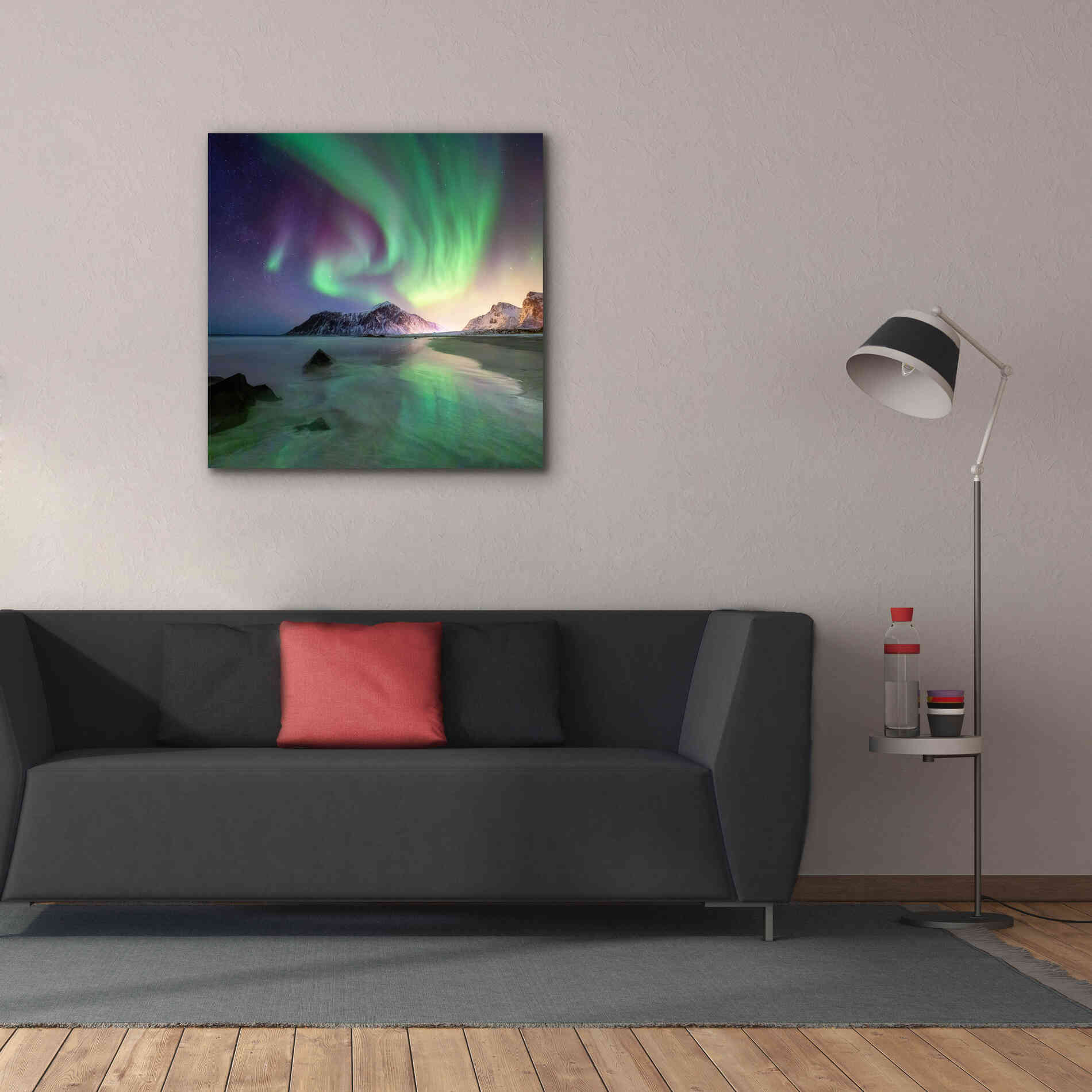 'Northern Lights In The Lofoten Islands Norway 5' by Epic Portfolio, Giclee Canvas Wall Art,37x37