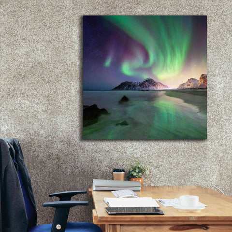 Image of 'Northern Lights In The Lofoten Islands Norway 5' by Epic Portfolio, Giclee Canvas Wall Art,37x37