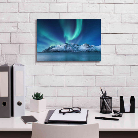 Image of 'Northern Lights In The Lofoten Islands Norway 6' by Epic Portfolio, Giclee Canvas Wall Art,18x12