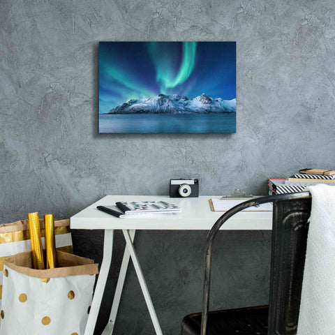 Image of 'Northern Lights In The Lofoten Islands Norway 6' by Epic Portfolio, Giclee Canvas Wall Art,18x12