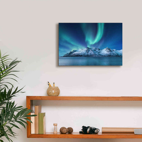 Image of 'Northern Lights In The Lofoten Islands Norway 6' by Epic Portfolio, Giclee Canvas Wall Art,18x12