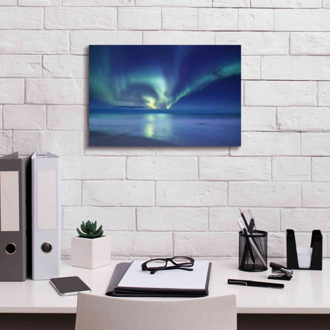 Image of 'Northern Lights In The Lofoten Islands Norway 7' by Epic Portfolio, Giclee Canvas Wall Art,18x12