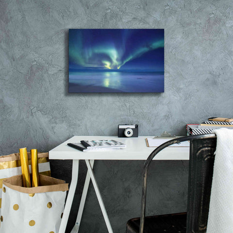 Image of 'Northern Lights In The Lofoten Islands Norway 7' by Epic Portfolio, Giclee Canvas Wall Art,18x12