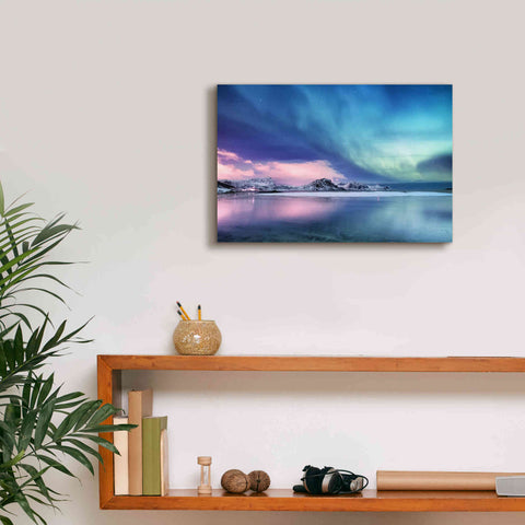 Image of 'Northern Lights In The Lofoten Islands Norway 8' by Epic Portfolio, Giclee Canvas Wall Art,18x12