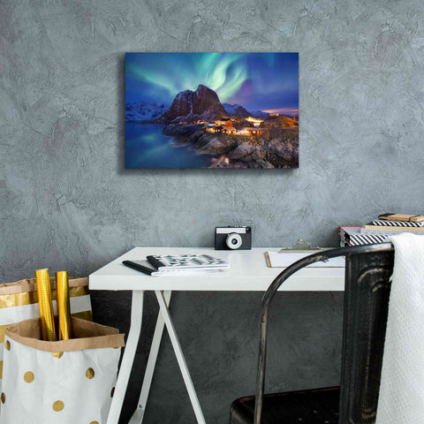 Image of 'Northern Lights In The Lofoten Islands Norway 9' by Epic Portfolio, Giclee Canvas Wall Art,18x12
