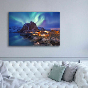 'Northern Lights In The Lofoten Islands Norway 9' by Epic Portfolio, Giclee Canvas Wall Art,60x40