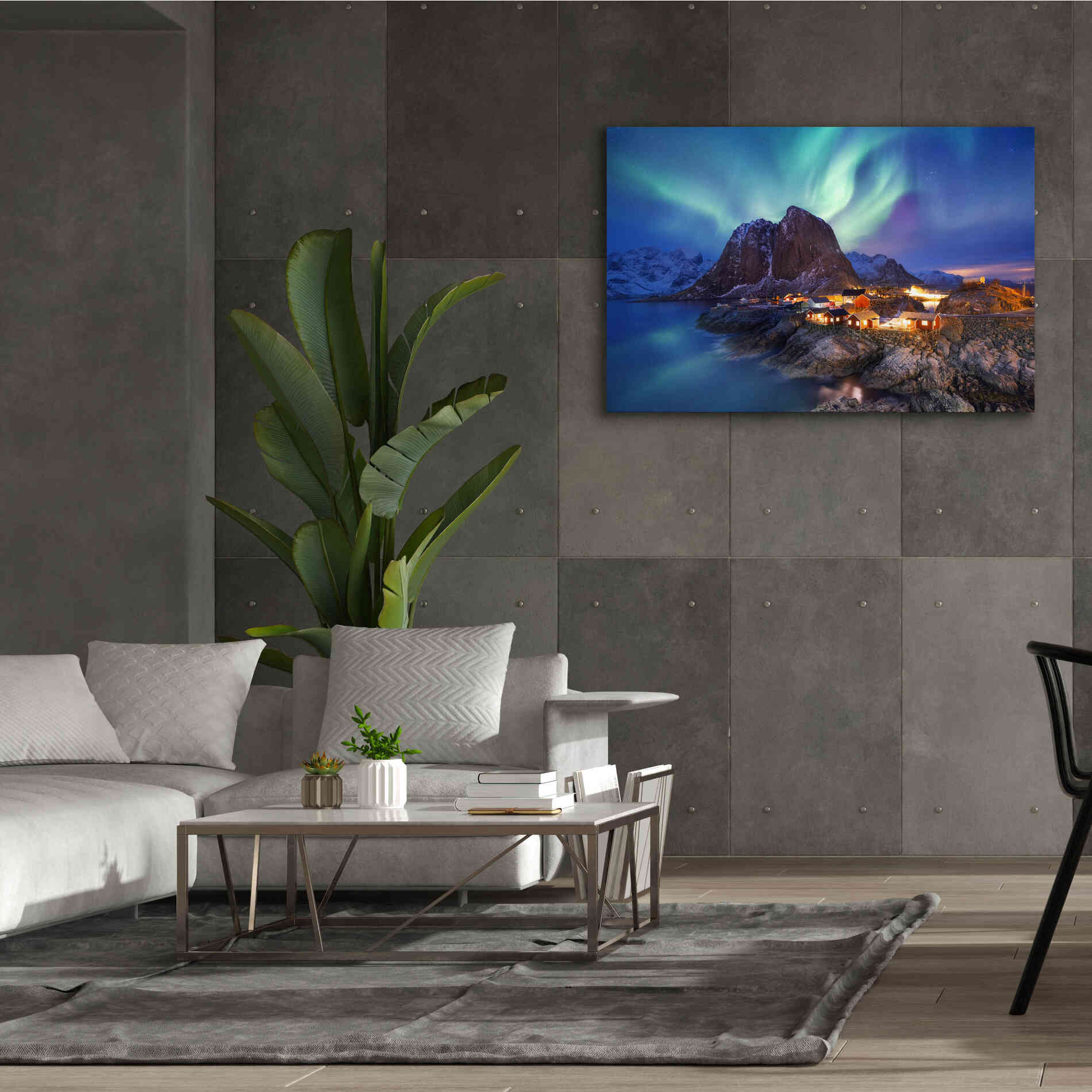 'Northern Lights In The Lofoten Islands Norway 9' by Epic Portfolio, Giclee Canvas Wall Art,60x40
