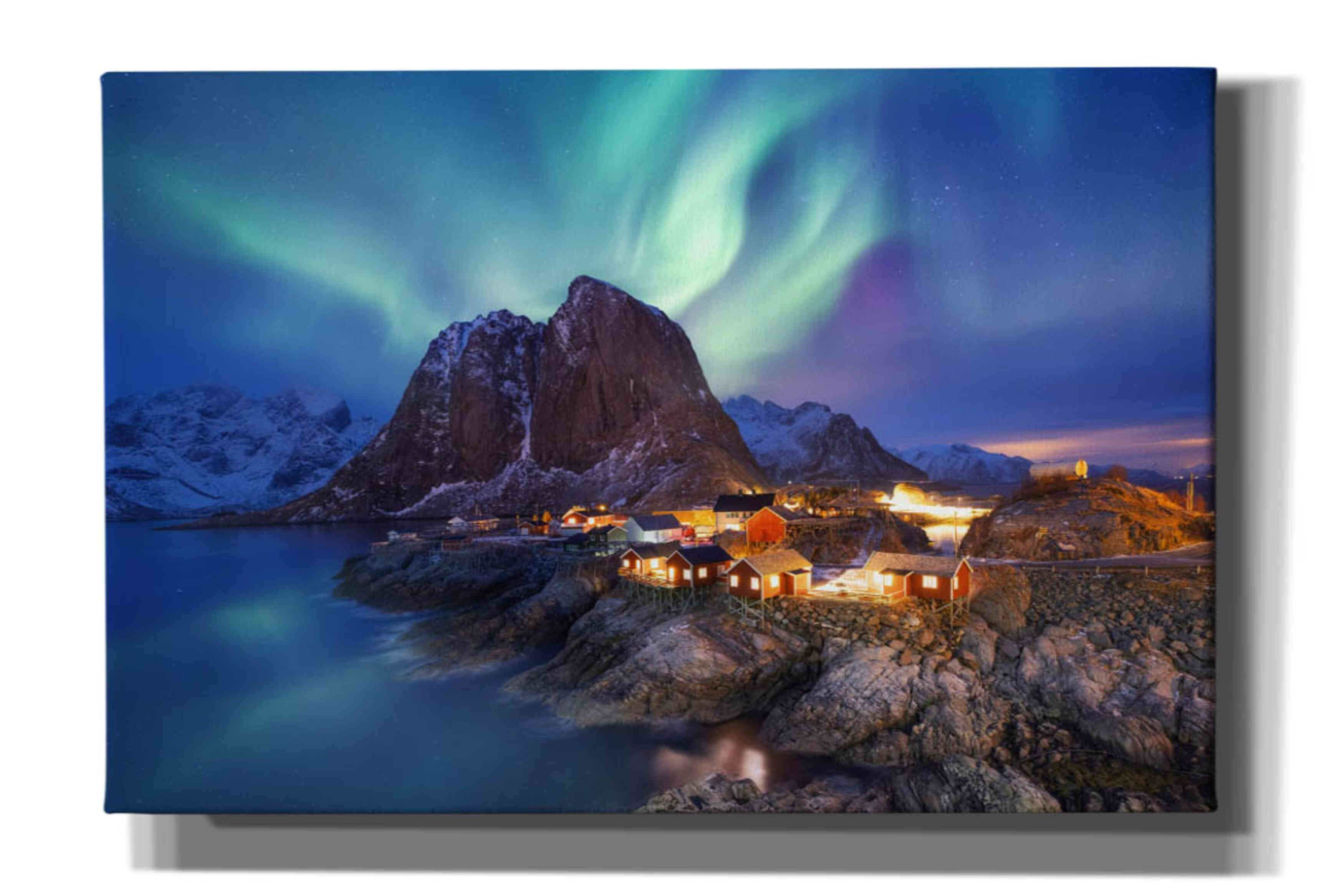 'Northern Lights In The Lofoten Islands Norway 9' by Epic Portfolio, Giclee Canvas Wall Art