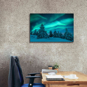 'Northern Lights In Winter Forest 2' by Epic Portfolio, Giclee Canvas Wall Art,40x26