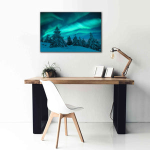 'Northern Lights In Winter Forest 2' by Epic Portfolio, Giclee Canvas Wall Art,40x26