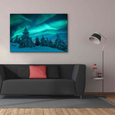 Image of 'Northern Lights In Winter Forest 2' by Epic Portfolio, Giclee Canvas Wall Art,60x40