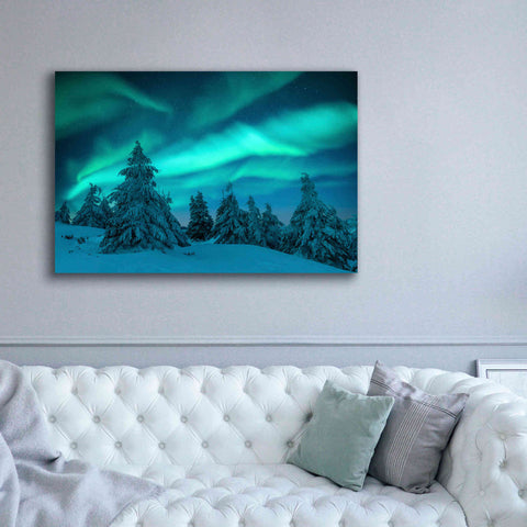 Image of 'Northern Lights In Winter Forest 2' by Epic Portfolio, Giclee Canvas Wall Art,60x40