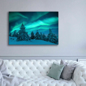 'Northern Lights In Winter Forest 2' by Epic Portfolio, Giclee Canvas Wall Art,60x40