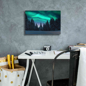 'Northern Lights In Winter Forest 3' by Epic Portfolio, Giclee Canvas Wall Art,18x12