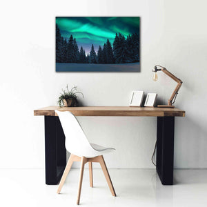 'Northern Lights In Winter Forest 3' by Epic Portfolio, Giclee Canvas Wall Art,40x26