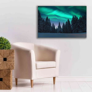 'Northern Lights In Winter Forest 3' by Epic Portfolio, Giclee Canvas Wall Art,40x26