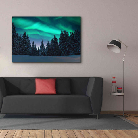 Image of 'Northern Lights In Winter Forest 3' by Epic Portfolio, Giclee Canvas Wall Art,60x40