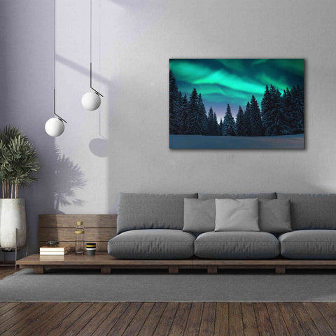 Image of 'Northern Lights In Winter Forest 3' by Epic Portfolio, Giclee Canvas Wall Art,60x40