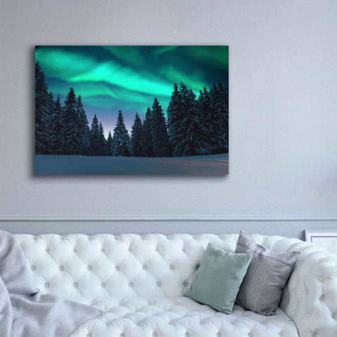 Image of 'Northern Lights In Winter Forest 3' by Epic Portfolio, Giclee Canvas Wall Art,60x40