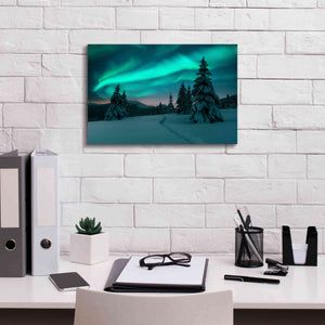 'Northern Lights In Winter Forest 4' by Epic Portfolio, Giclee Canvas Wall Art,18x12