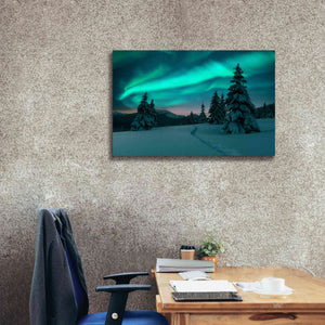 'Northern Lights In Winter Forest 4' by Epic Portfolio, Giclee Canvas Wall Art,40x26