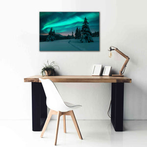 'Northern Lights In Winter Forest 4' by Epic Portfolio, Giclee Canvas Wall Art,40x26