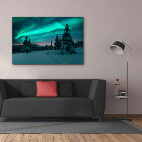 Image of 'Northern Lights In Winter Forest 4' by Epic Portfolio, Giclee Canvas Wall Art,60x40