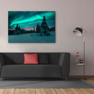 'Northern Lights In Winter Forest 4' by Epic Portfolio, Giclee Canvas Wall Art,60x40
