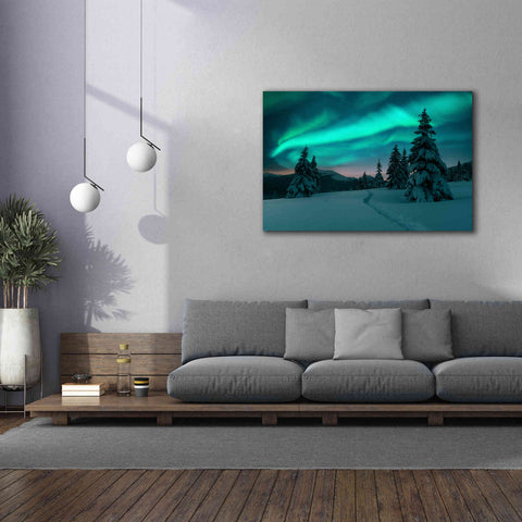 Image of 'Northern Lights In Winter Forest 4' by Epic Portfolio, Giclee Canvas Wall Art,60x40