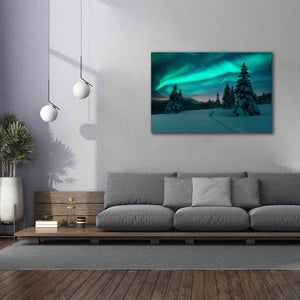 'Northern Lights In Winter Forest 4' by Epic Portfolio, Giclee Canvas Wall Art,60x40