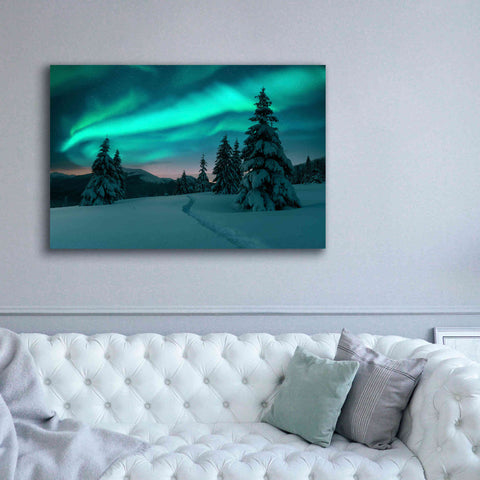 Image of 'Northern Lights In Winter Forest 4' by Epic Portfolio, Giclee Canvas Wall Art,60x40