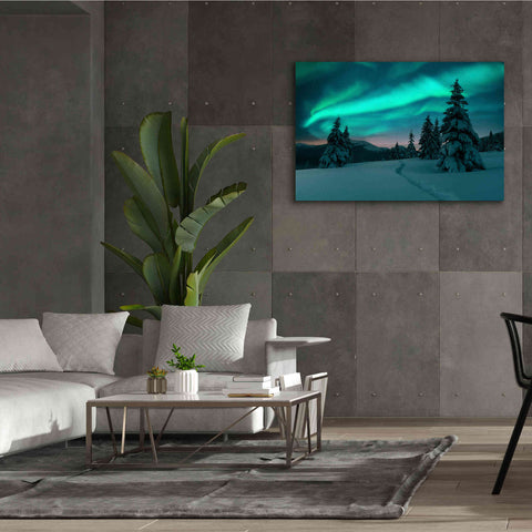 Image of 'Northern Lights In Winter Forest 4' by Epic Portfolio, Giclee Canvas Wall Art,60x40