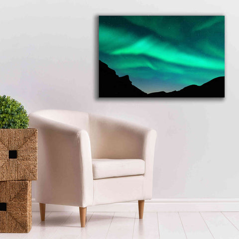 Image of 'Northern Lights In Winter Mountains' by Epic Portfolio, Giclee Canvas Wall Art,40x26