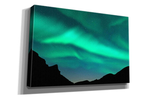 Image of 'Northern Lights In Winter Mountains' by Epic Portfolio, Giclee Canvas Wall Art