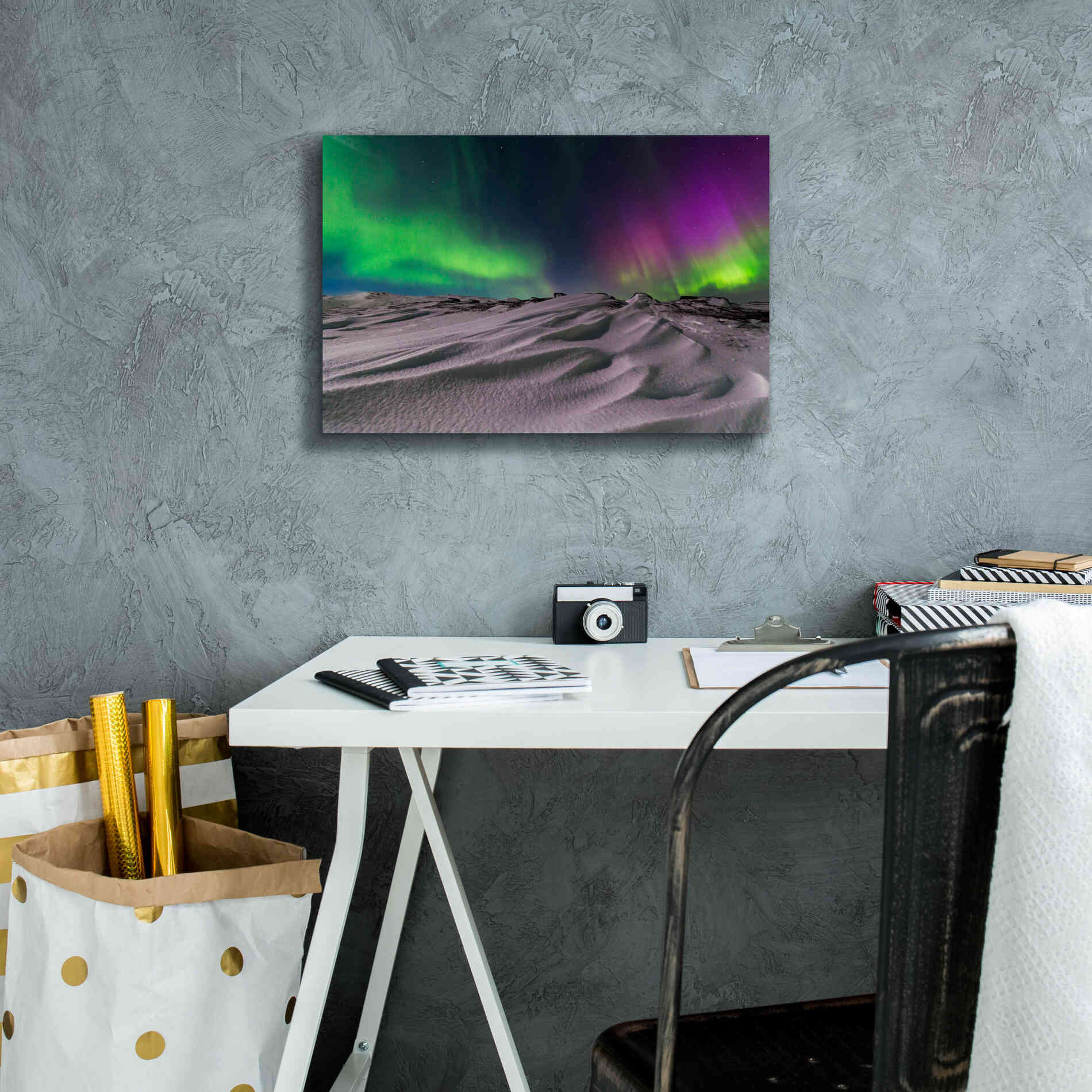 'Northern Lights On The Arctic Ocean Shore 1' by Epic Portfolio, Giclee Canvas Wall Art,18x12