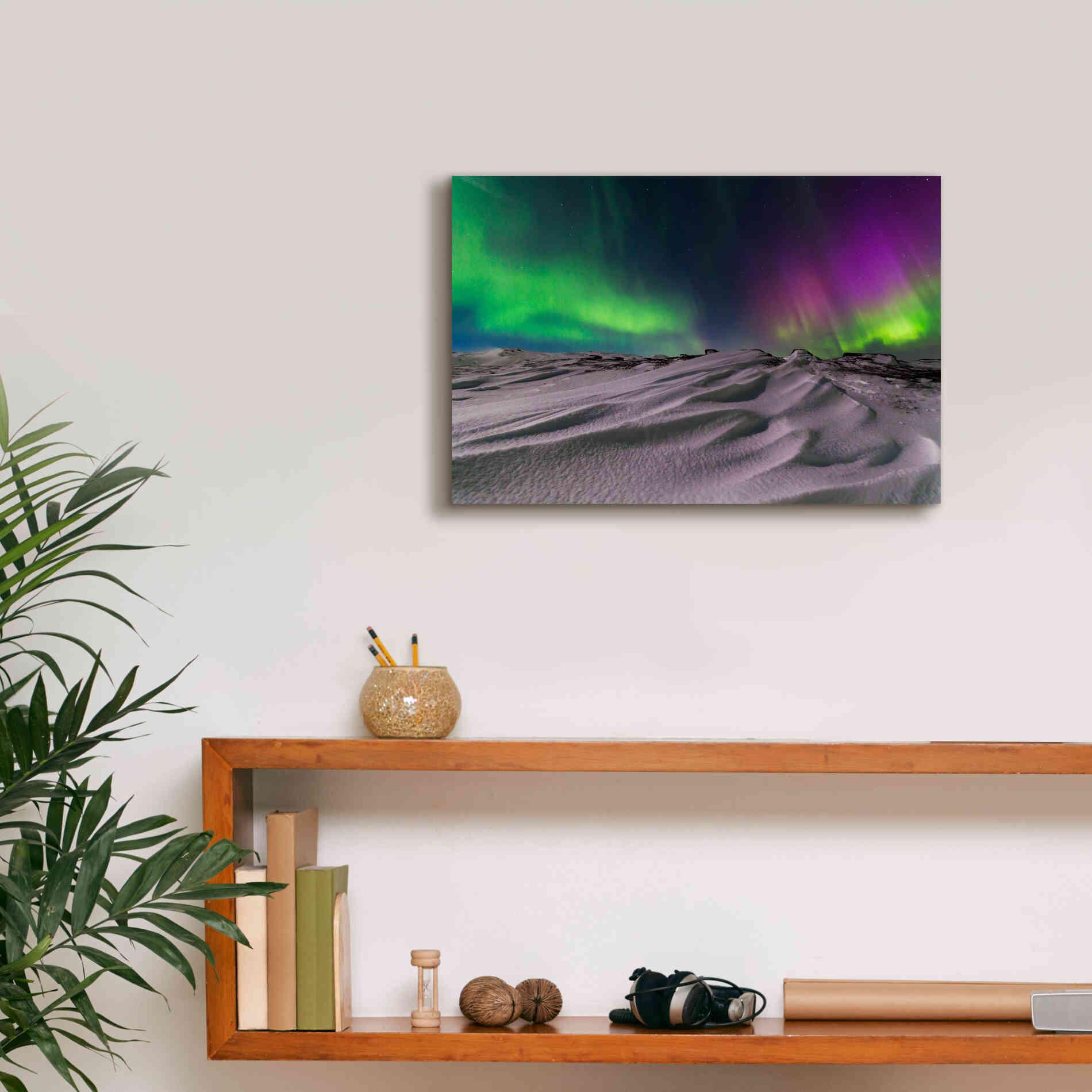 'Northern Lights On The Arctic Ocean Shore 1' by Epic Portfolio, Giclee Canvas Wall Art,18x12
