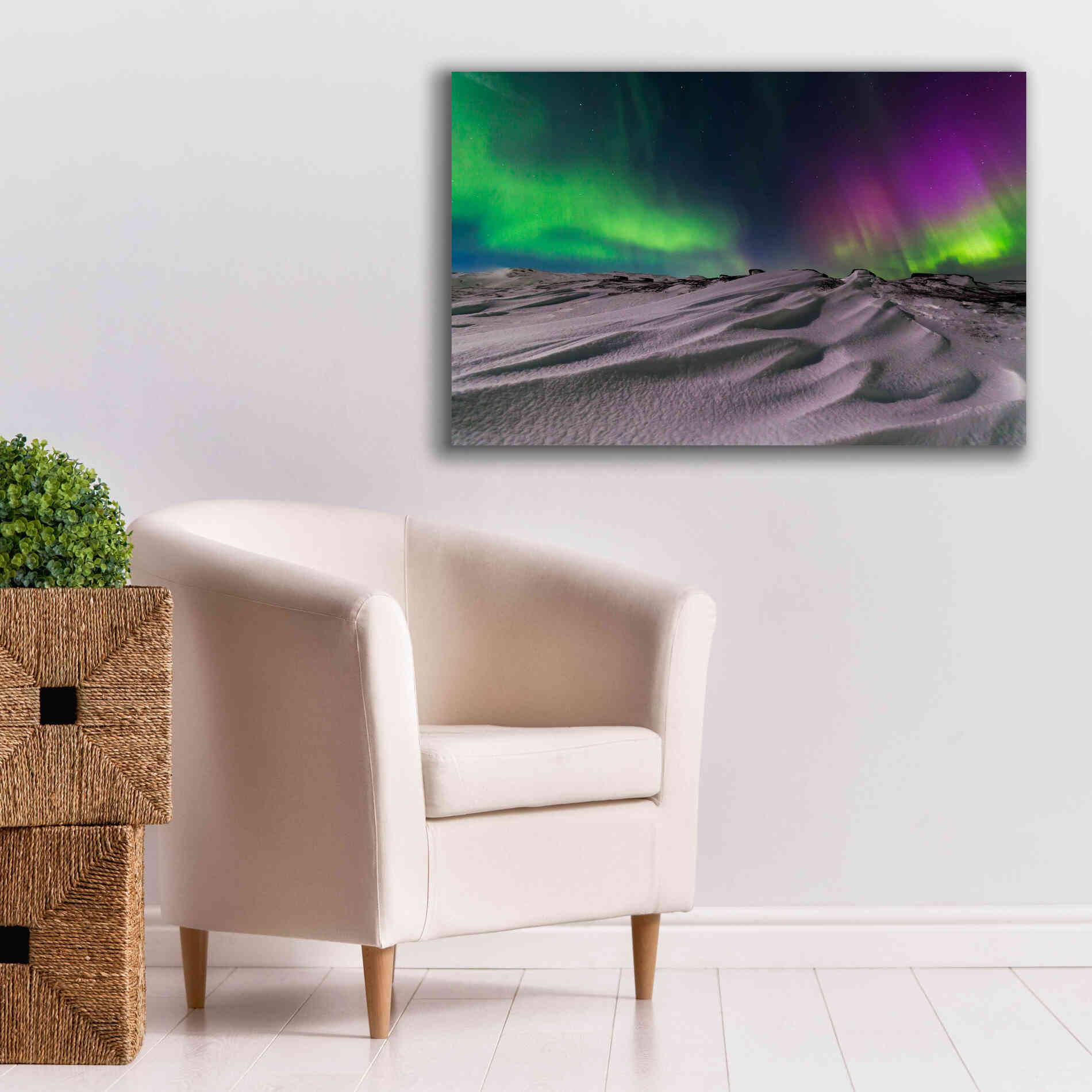 'Northern Lights On The Arctic Ocean Shore 1' by Epic Portfolio, Giclee Canvas Wall Art,40x26