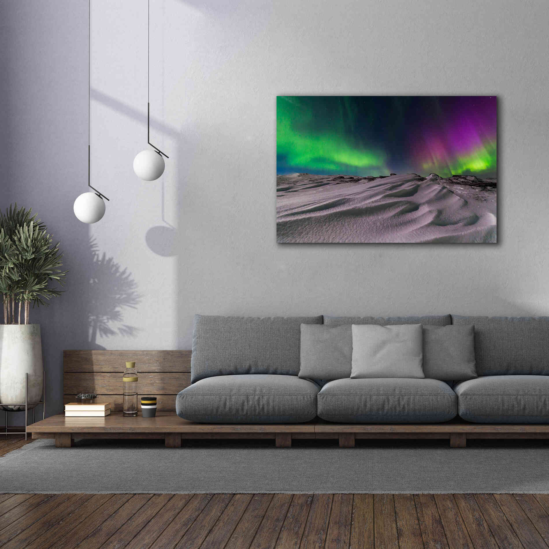 'Northern Lights On The Arctic Ocean Shore 1' by Epic Portfolio, Giclee Canvas Wall Art,60x40