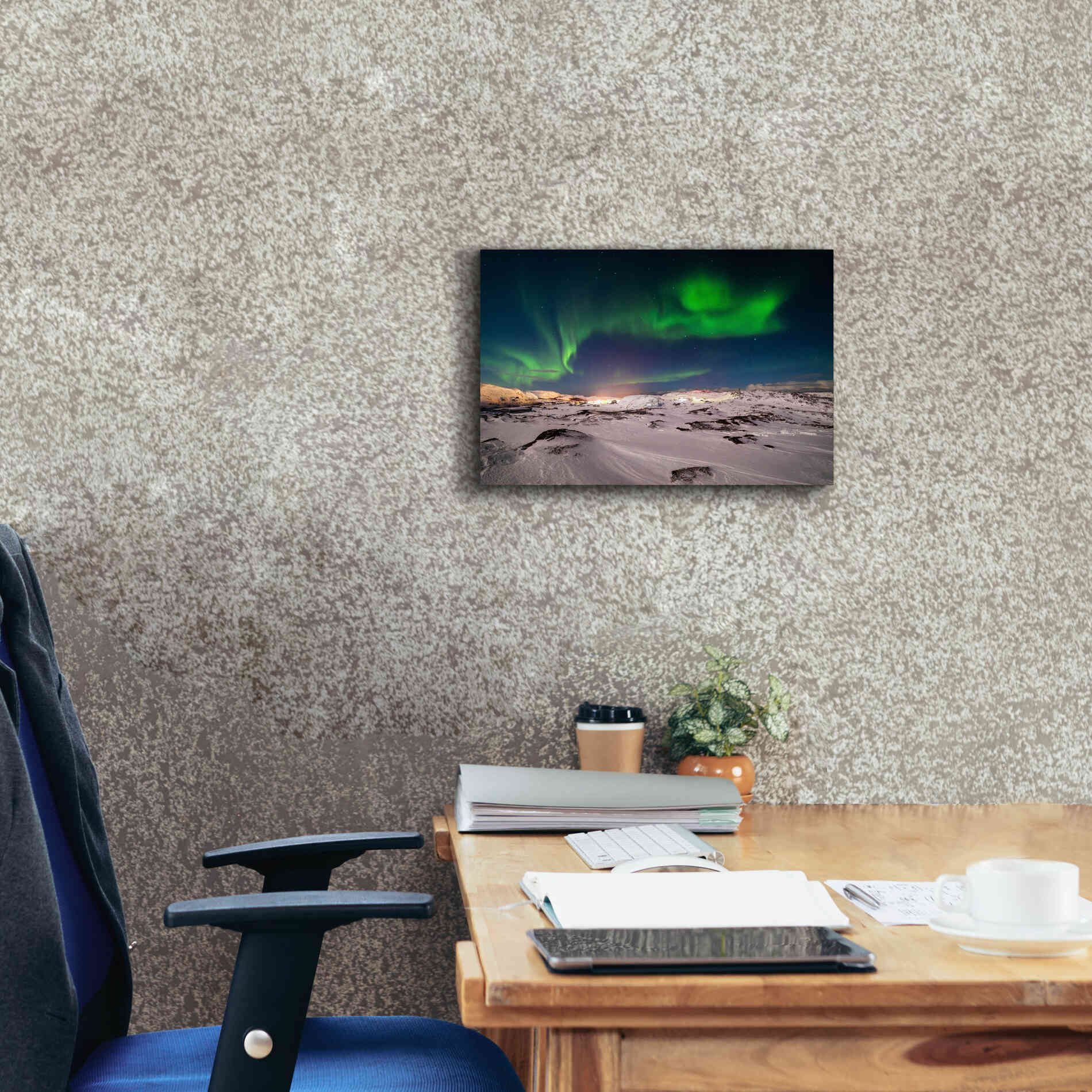 'Northern Lights On The Arctic Ocean Shore 2' by Epic Portfolio, Giclee Canvas Wall Art,18x12