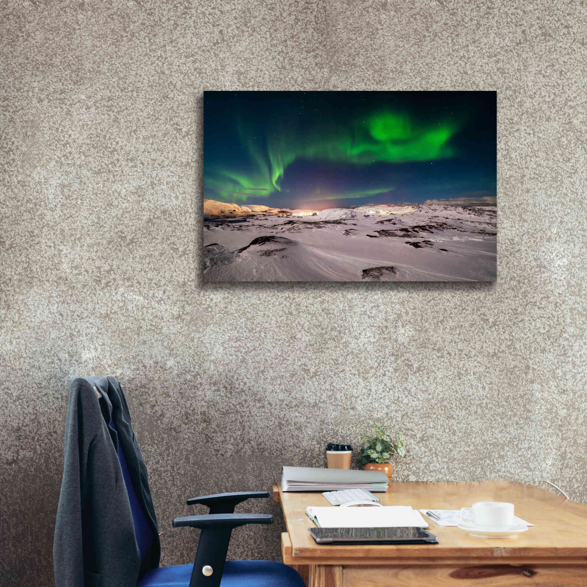 'Northern Lights On The Arctic Ocean Shore 2' by Epic Portfolio, Giclee Canvas Wall Art,40x26