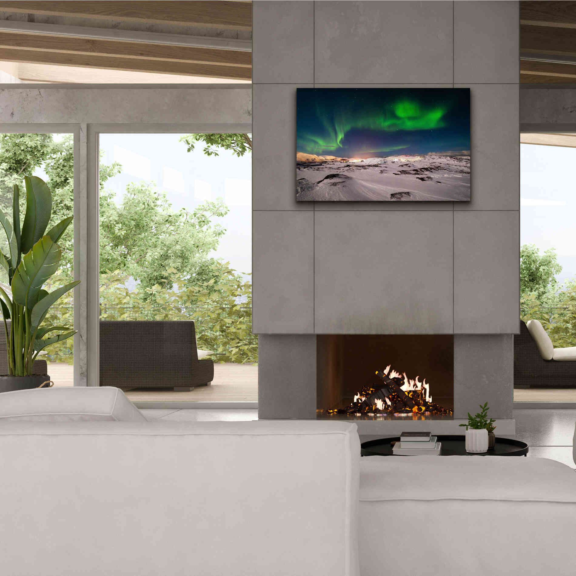 'Northern Lights On The Arctic Ocean Shore 2' by Epic Portfolio, Giclee Canvas Wall Art,40x26