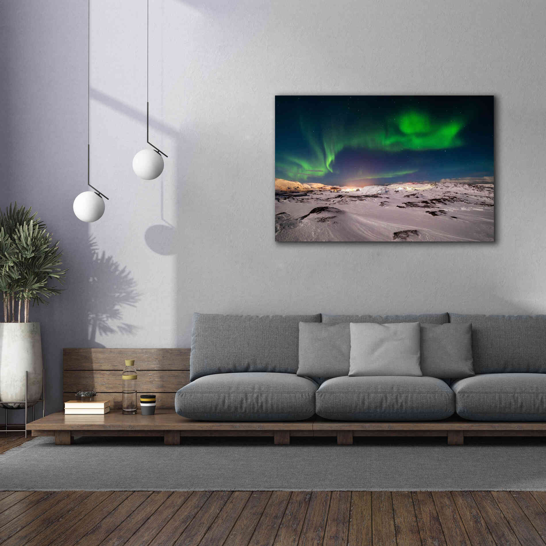 'Northern Lights On The Arctic Ocean Shore 2' by Epic Portfolio, Giclee Canvas Wall Art,60x40