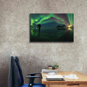 'Person On Ice During Northern Lights' by Epic Portfolio, Giclee Canvas Wall Art,40x26