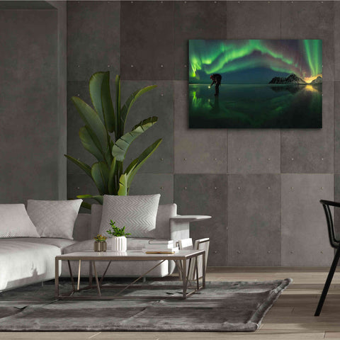 Image of 'Person On Ice During Northern Lights' by Epic Portfolio, Giclee Canvas Wall Art,60x40