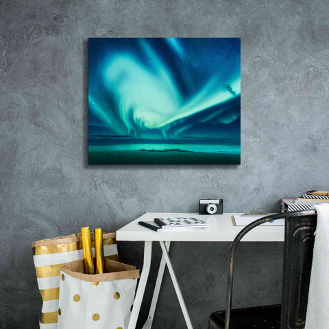 Image of 'Polar Lights Above The Sea Green Northern Lights' by Epic Portfolio, Giclee Canvas Wall Art,24x20