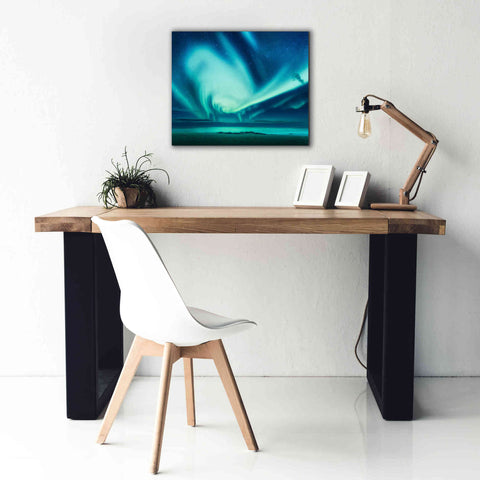 Image of 'Polar Lights Above The Sea Green Northern Lights' by Epic Portfolio, Giclee Canvas Wall Art,24x20